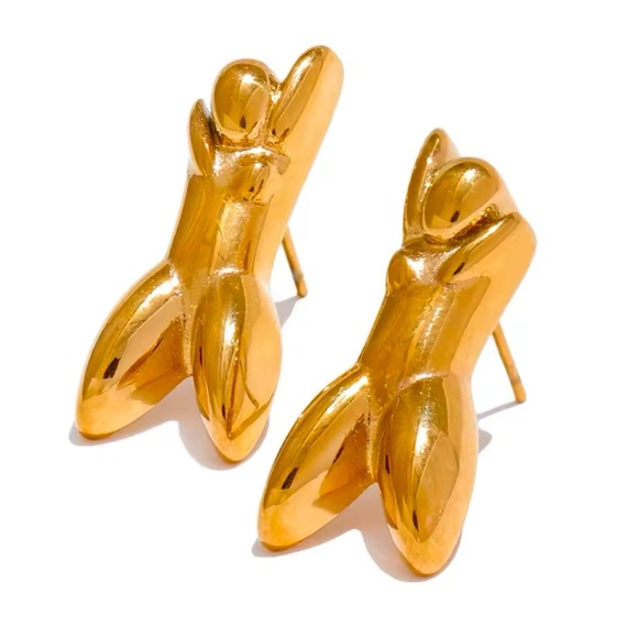 Anthropologie Body Gold Abstract Figure Earrings - Picture 1 of 10